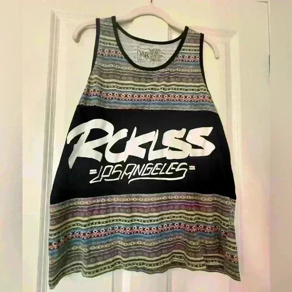 Young & Reckless Tank Top Mens medium Aztec Southwestern Streetwear Y2K - Picture 4 of 6